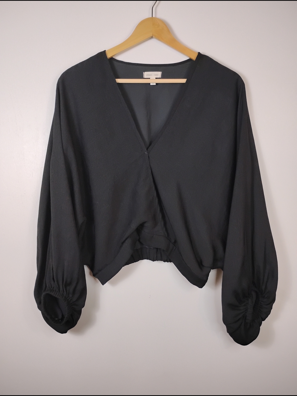 silence + noise Black V-Neck Draped Wrap Blouse